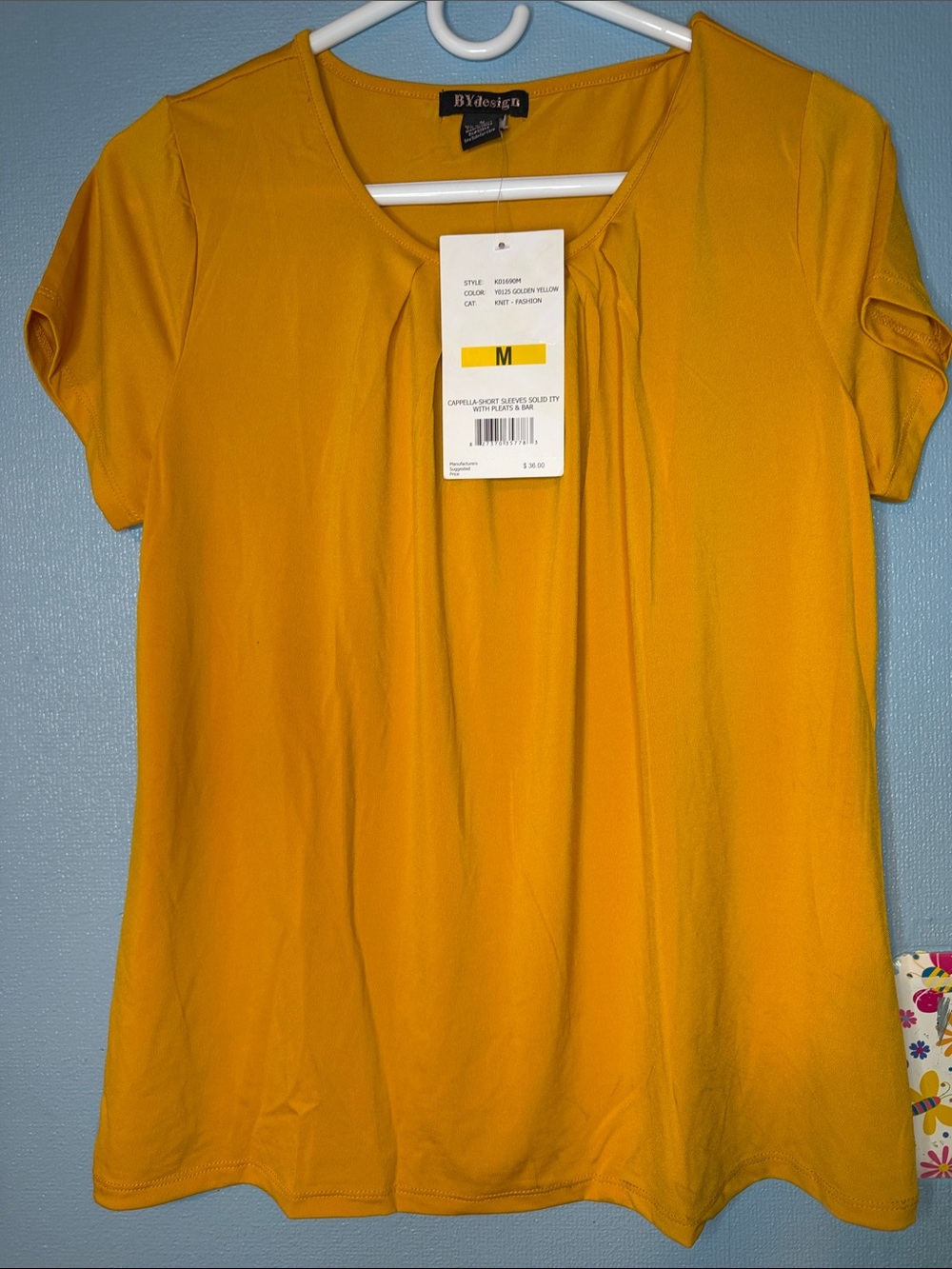 Women’s Mustard Short Sleeve Scoop Neck Blouse - BYdesign